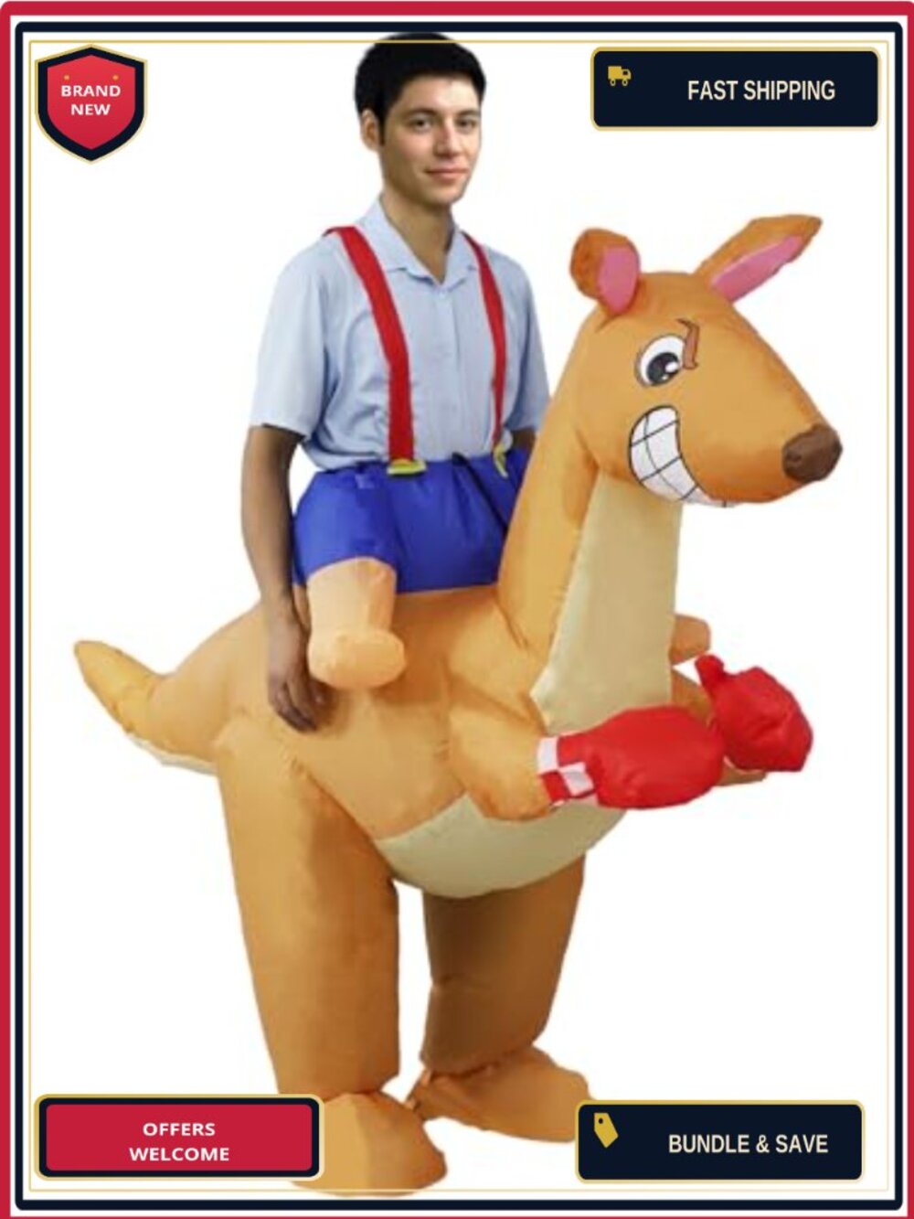 Inflatable Kangaroo Costume Adult One Size Funny Blow Up Suit